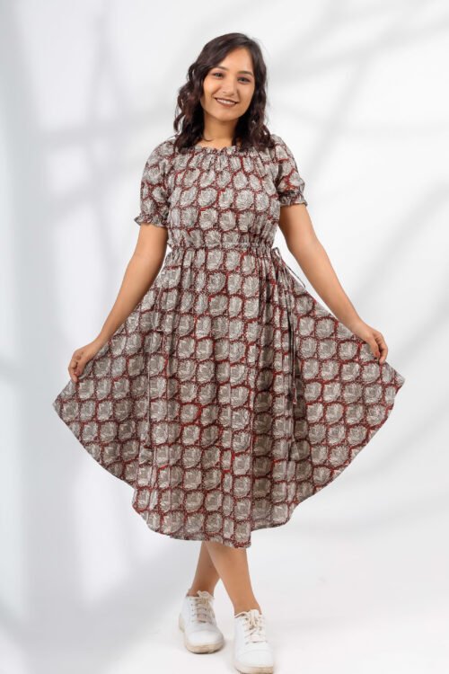 WATERLILY MIDI DRESS WITH GATHER DETAILS