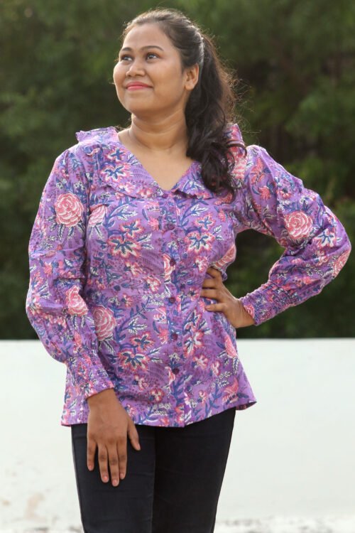 PURPLE ROSE TOP WITH FRILLS