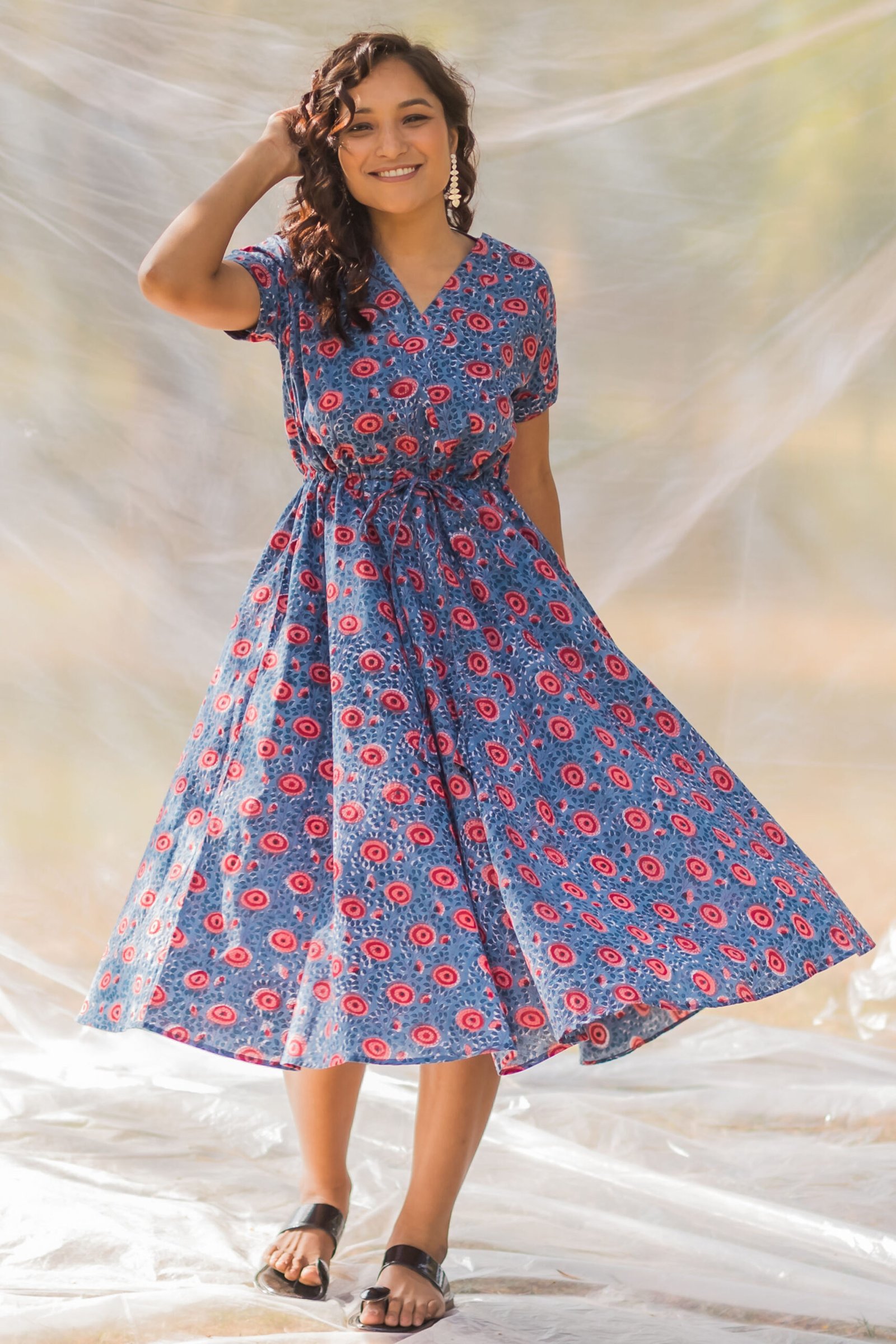 POPPIES JAAL CROSSOVER TIE UP DRESS